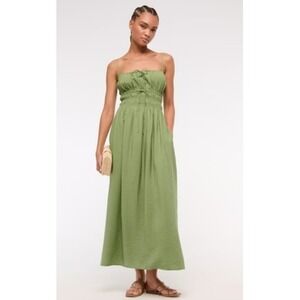 Abercrombie & Fitch Dress Womens XXLT Green Smocked Strappy Maxi Sundress
